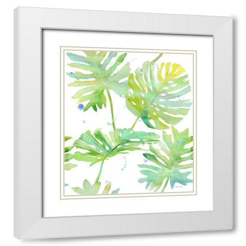 Watercolour Tropical Pattern 1 White Modern Wood Framed Art Print with Double Matting by Escobedo, Mary