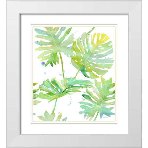 Watercolour Tropical Pattern 1 White Modern Wood Framed Art Print with Double Matting by Escobedo, Mary