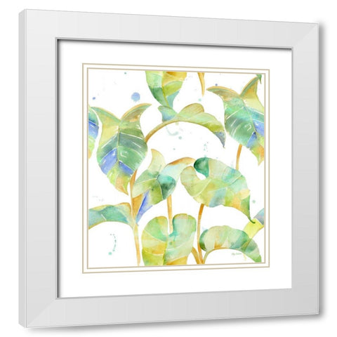 Watercolour Tropical Pattern 2 White Modern Wood Framed Art Print with Double Matting by Escobedo, Mary