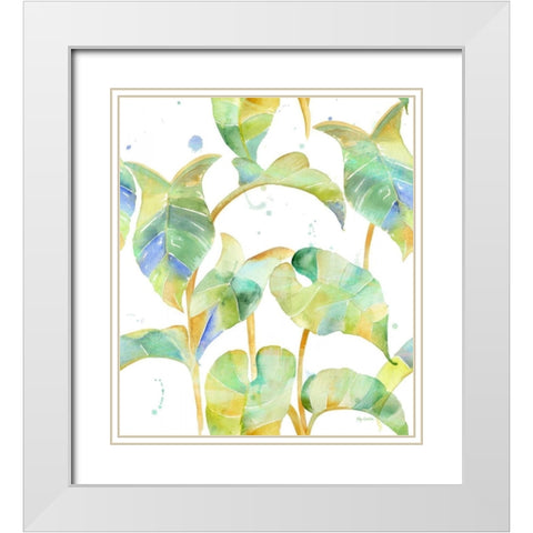 Watercolour Tropical Pattern 2 White Modern Wood Framed Art Print with Double Matting by Escobedo, Mary