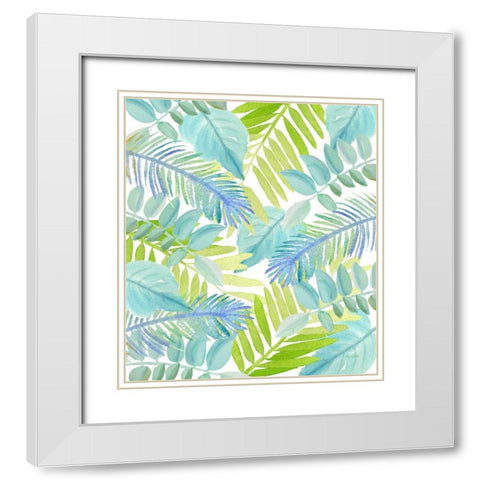 Watercolour Tropical Pattern 3 White Modern Wood Framed Art Print with Double Matting by Escobedo, Mary