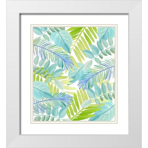 Watercolour Tropical Pattern 3 White Modern Wood Framed Art Print with Double Matting by Escobedo, Mary