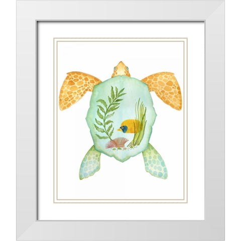 Tropical Sea Turlte 2 White Modern Wood Framed Art Print with Double Matting by Escobedo, Mary