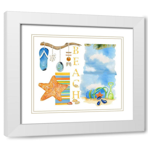 Beach Memories White Modern Wood Framed Art Print with Double Matting by Escobedo, Mary