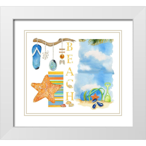 Beach Memories White Modern Wood Framed Art Print with Double Matting by Escobedo, Mary