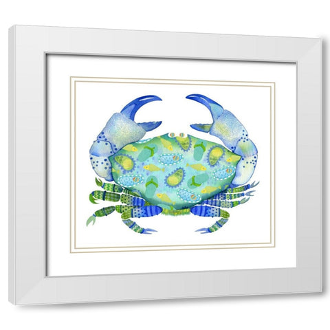 Beach Fun Crab White Modern Wood Framed Art Print with Double Matting by Escobedo, Mary