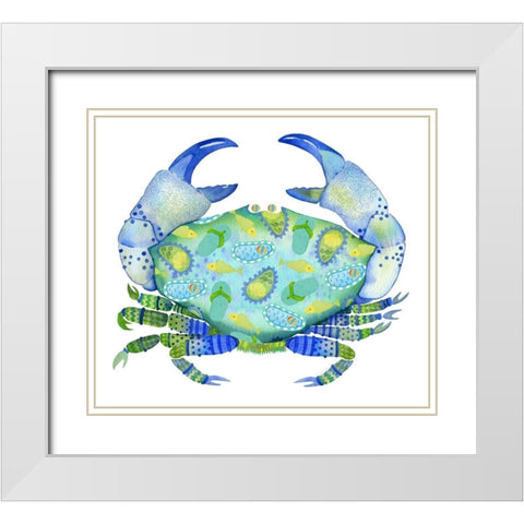Beach Fun Crab White Modern Wood Framed Art Print with Double Matting by Escobedo, Mary