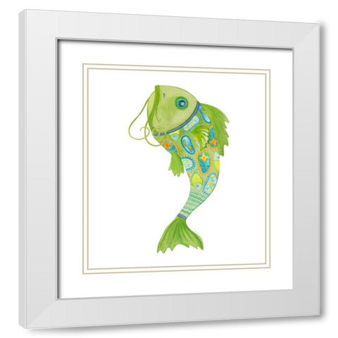 Flip Flop Fish White Modern Wood Framed Art Print with Double Matting by Escobedo, Mary