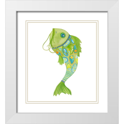 Flip Flop Fish White Modern Wood Framed Art Print with Double Matting by Escobedo, Mary