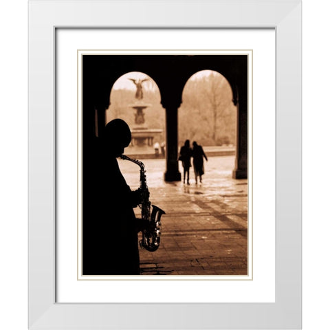 Jazz Courtyard White Modern Wood Framed Art Print with Double Matting by Gleyzer, Sasha