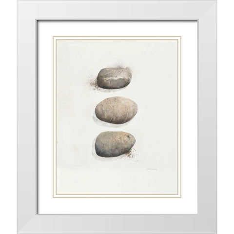 Field Study Stone  White Modern Wood Framed Art Print with Double Matting by Gottschlag, Jurgen