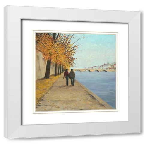 Romantic Promenade  White Modern Wood Framed Art Print with Double Matting by Gottschlag, Jurgen