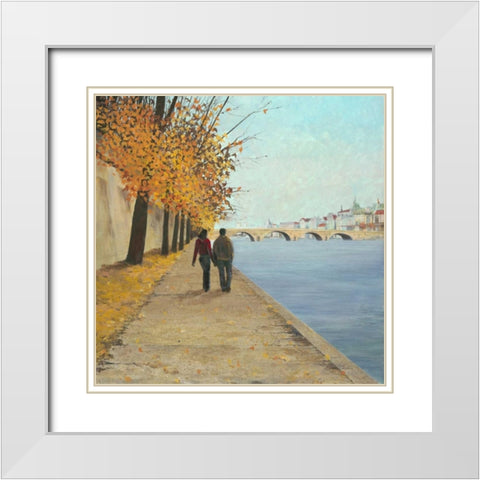 Romantic Promenade  White Modern Wood Framed Art Print with Double Matting by Gottschlag, Jurgen