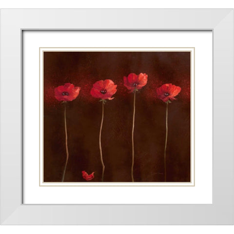Poppy Family 1 White Modern Wood Framed Art Print with Double Matting by Gottschlag