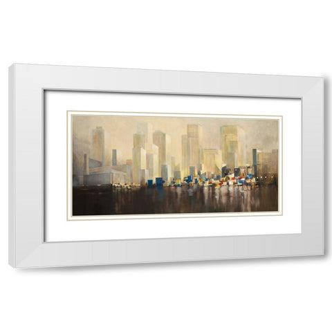 Skyline Harbour White Modern Wood Framed Art Print with Double Matting by Gottschlag, Jurgen