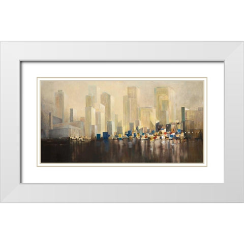 Skyline Harbour White Modern Wood Framed Art Print with Double Matting by Gottschlag, Jurgen