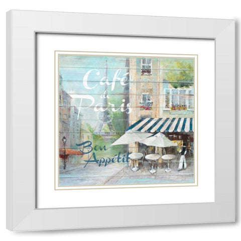Cafe De Paris Bon Appetit  White Modern Wood Framed Art Print with Double Matting by Gottschlag, Jurgen
