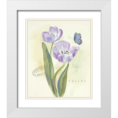 Claires Garden Tulip  White Modern Wood Framed Art Print with Double Matting by Della-Piana, Elissa