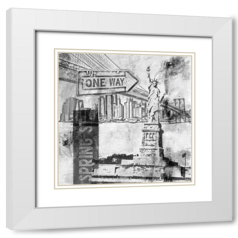 New York One Way  White Modern Wood Framed Art Print with Double Matting by Abbott, Sara