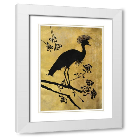 Golden Crowned Crane White Modern Wood Framed Art Print with Double Matting by Ioco, Filippo