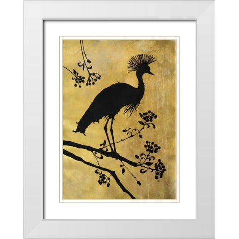 Golden Crowned Crane White Modern Wood Framed Art Print with Double Matting by Ioco, Filippo