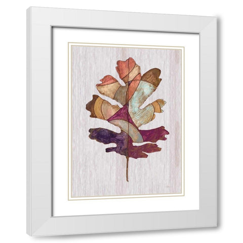 Wood Inlay leaf 1 White Modern Wood Framed Art Print with Double Matting by Ioco, Fillippo
