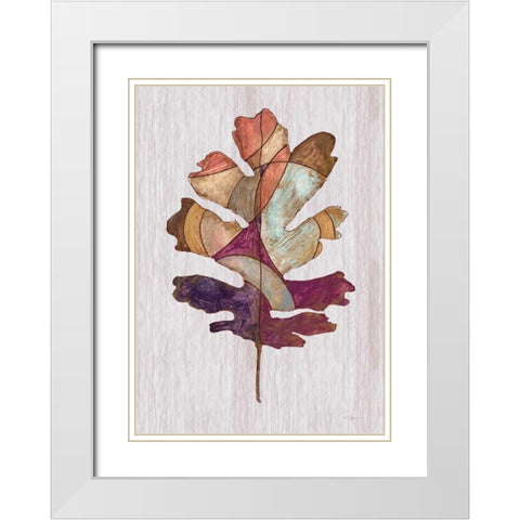 Wood Inlay leaf 1 White Modern Wood Framed Art Print with Double Matting by Ioco, Fillippo