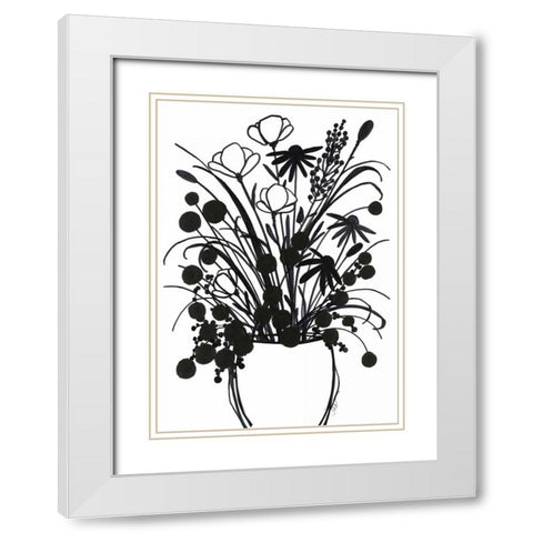 Black and White Bouquet 1 White Modern Wood Framed Art Print with Double Matting by Ioco, Filippo