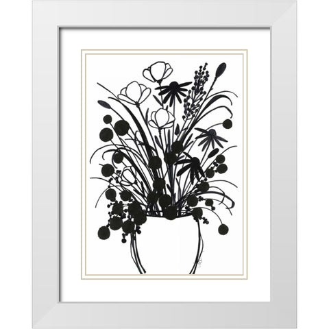 Black and White Bouquet 1 White Modern Wood Framed Art Print with Double Matting by Ioco, Filippo