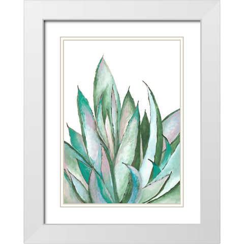 Aloe Succulent White Modern Wood Framed Art Print with Double Matting by Loco, Filippo