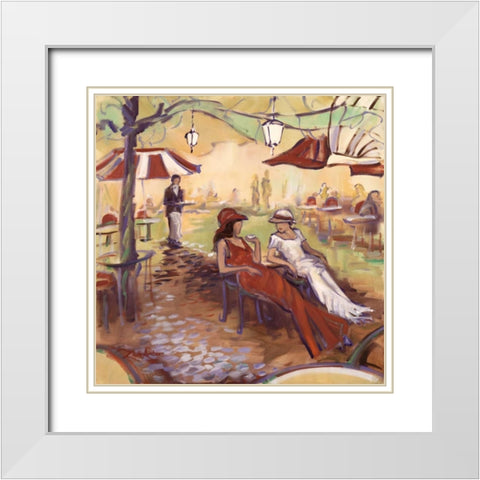 Afternoon TÃªte-Ã -tÃªte White Modern Wood Framed Art Print with Double Matting by Amber, Zeph