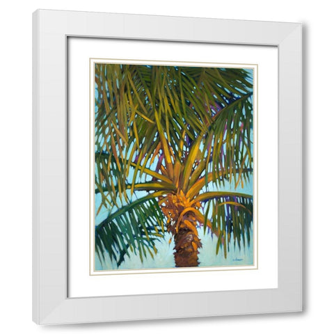 Riviera Palm White Modern Wood Framed Art Print with Double Matting by Charles, J.