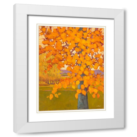 Autumn Gold White Modern Wood Framed Art Print with Double Matting by Charles, J.