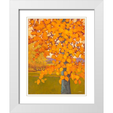 Autumn Gold White Modern Wood Framed Art Print with Double Matting by Charles, J.