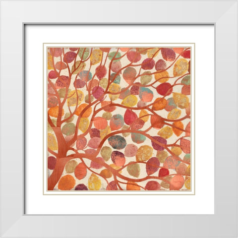 Shimmering Copper Leaves White Modern Wood Framed Art Print with Double Matting by Wyatt, Norman Jr.