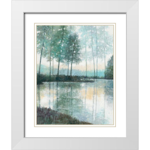 Morning Trees 2 White Modern Wood Framed Art Print with Double Matting by Wyatt, Norman Jr.