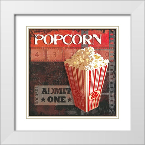 POPCORN TIME White Modern Wood Framed Art Print with Double Matting by Smith, Sandra