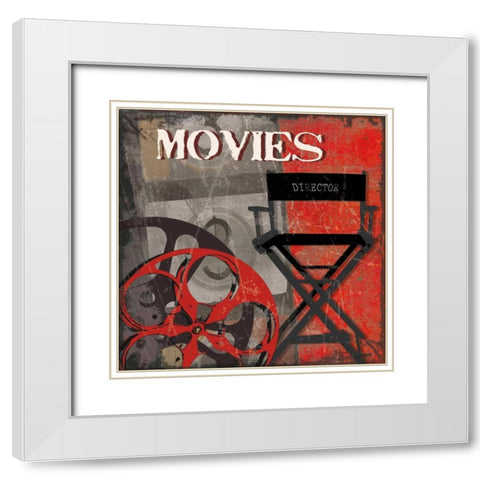 MOVIE TIME White Modern Wood Framed Art Print with Double Matting by Smith, Sandra