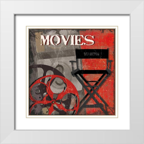 MOVIE TIME White Modern Wood Framed Art Print with Double Matting by Smith, Sandra