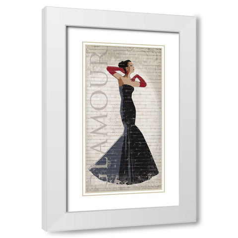 Black Dress Glamour White Modern Wood Framed Art Print with Double Matting by Smith, Sandra
