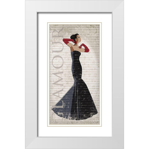 Black Dress Glamour White Modern Wood Framed Art Print with Double Matting by Smith, Sandra