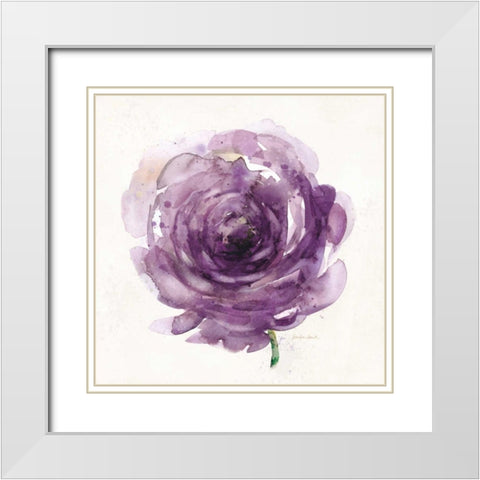 Watery Plum Bloom 2 White Modern Wood Framed Art Print with Double Matting by Smith, Sandra