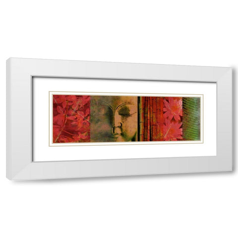 Buddha Epic White Modern Wood Framed Art Print with Double Matting by Robertson, Walter