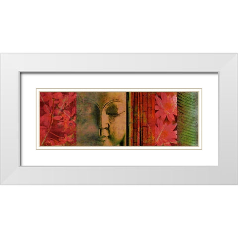 Buddha Epic White Modern Wood Framed Art Print with Double Matting by Robertson, Walter