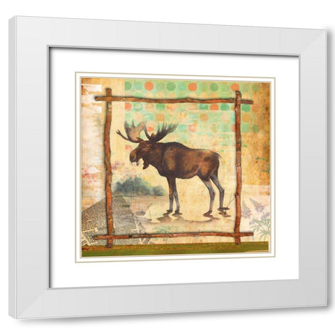 Moose Nature White Modern Wood Framed Art Print with Double Matting by Robertson, Walter