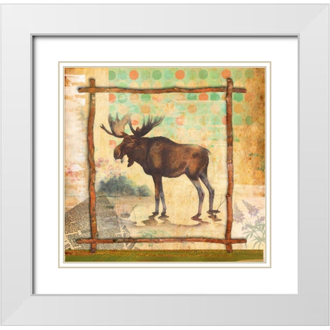 Moose Nature White Modern Wood Framed Art Print with Double Matting by Robertson, Walter
