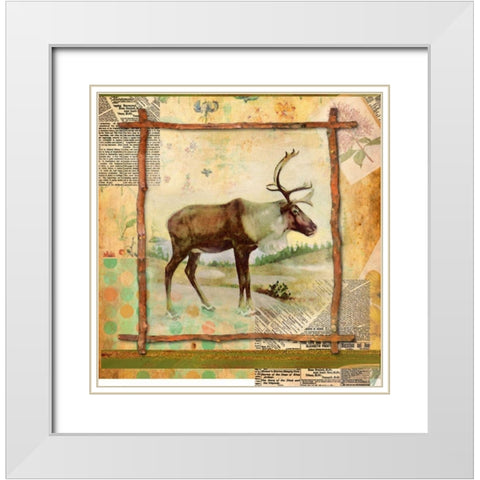 Elk Nature White Modern Wood Framed Art Print with Double Matting by Robertson, Walter