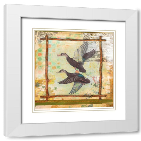 Duck Nature White Modern Wood Framed Art Print with Double Matting by Robertson, Walter