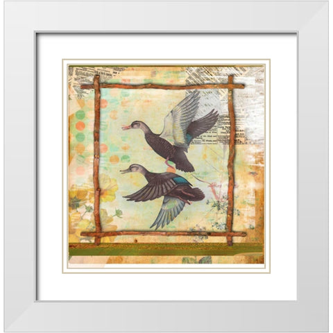 Duck Nature White Modern Wood Framed Art Print with Double Matting by Robertson, Walter