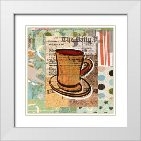 Daily Coffee White Modern Wood Framed Art Print with Double Matting by Robertson, Walter